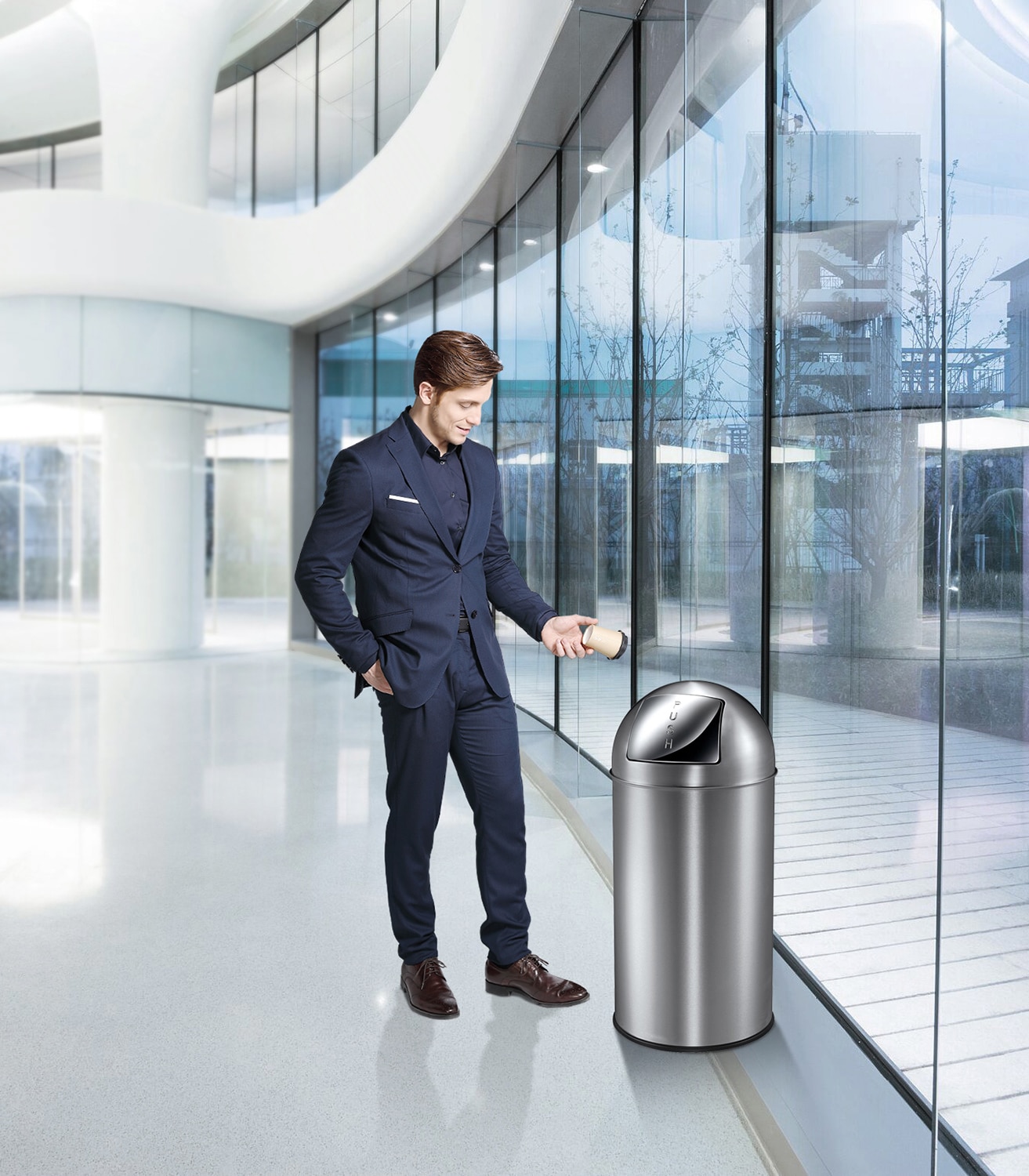 Pushcan 40L Inox mờ