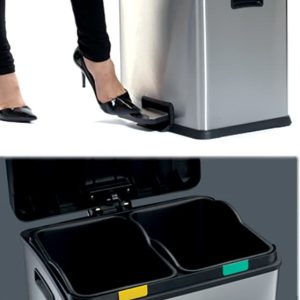 Rejoice Thùng rác phân loại đạp chân 12+12L Inox mờ