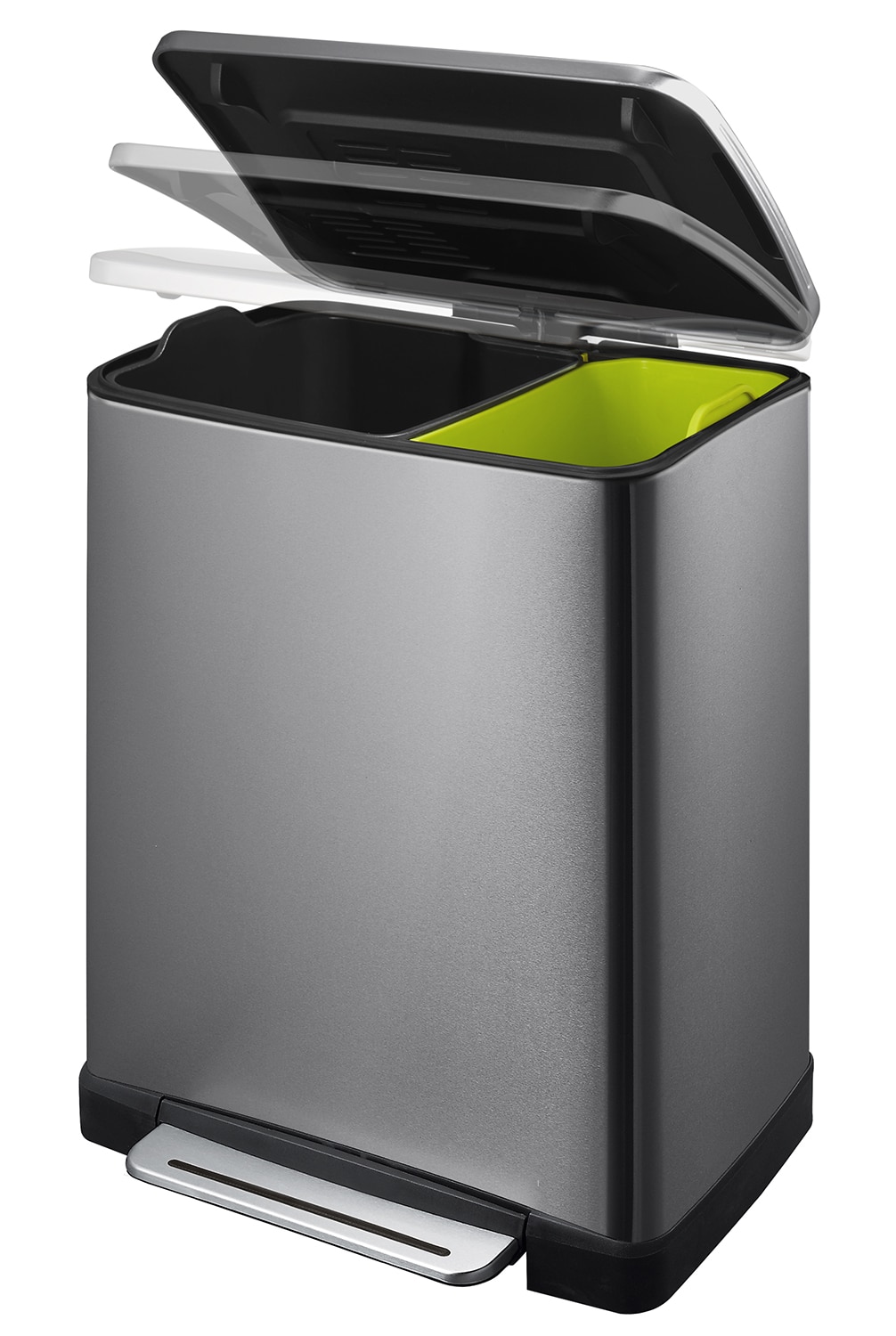 E-Cube Thùng rác phân loại đạp chân 28+18L Đen Steel