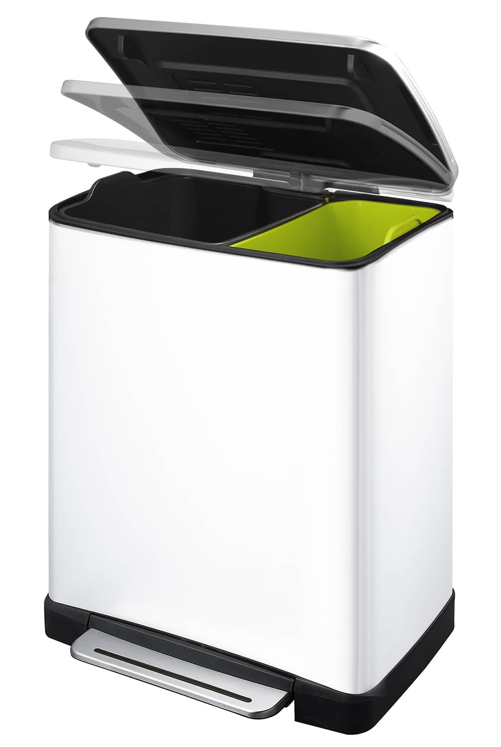 E-Cube Thùng rác phân loại đạp chân 28+18L Trắng