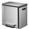 EcoCasa Thùng rác phân loại đạp chân 12+12L Inox mờ