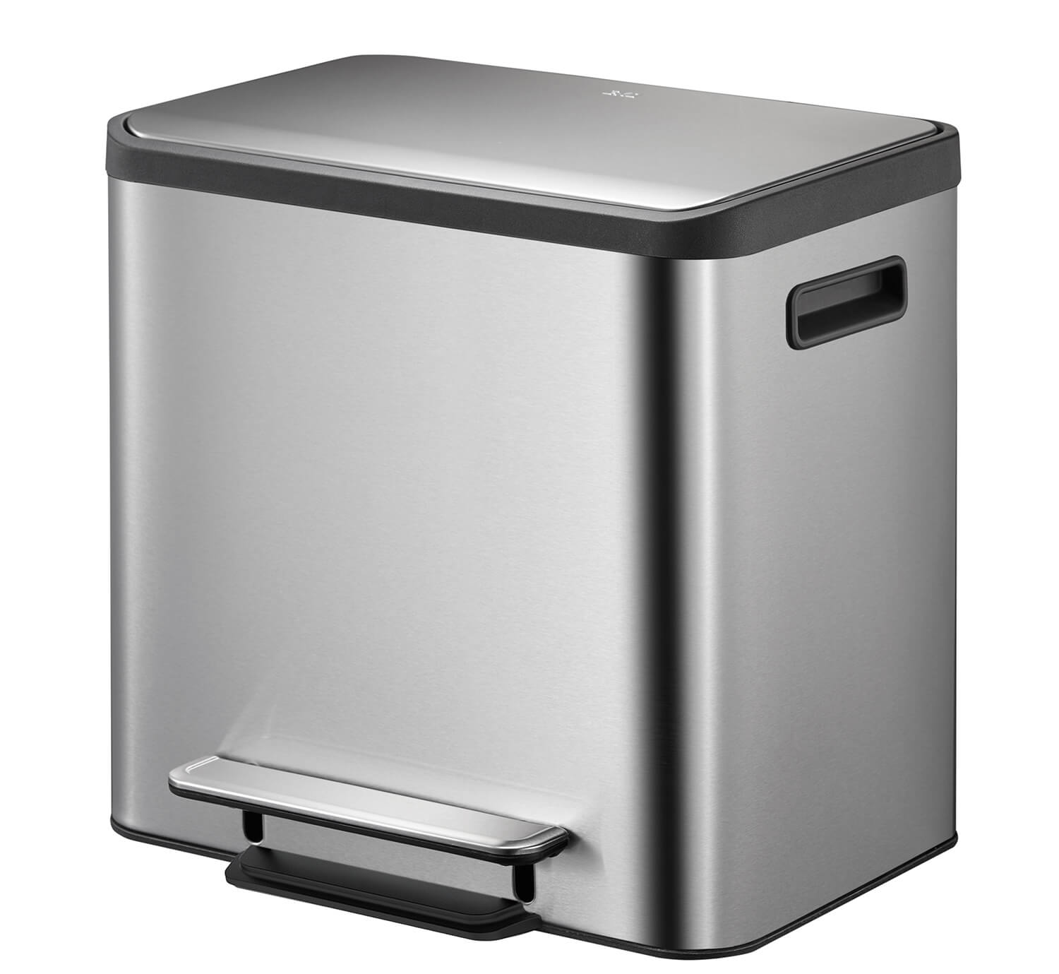 EcoCasa Thùng rác phân loại đạp chân 12+12L Inox mờ