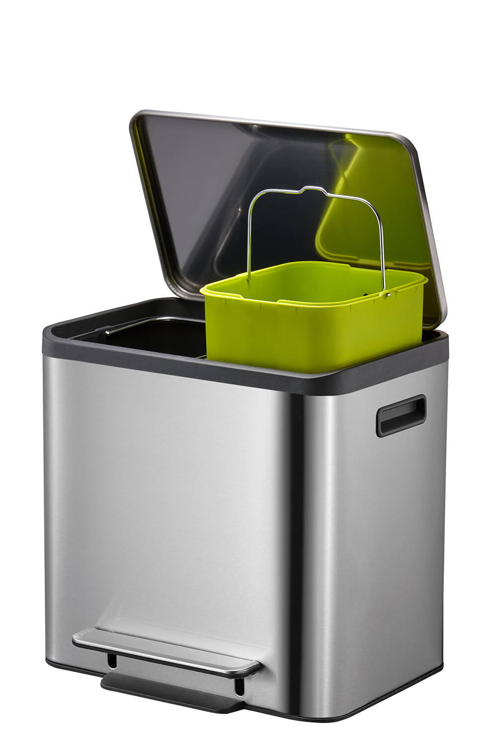 EcoCasa Thùng rác phân loại đạp chân 12+12L Inox mờ