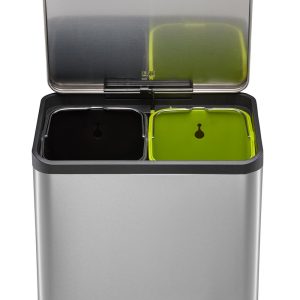 EcoCasa Thùng rác phân loại đạp chân 12+12L Inox mờ