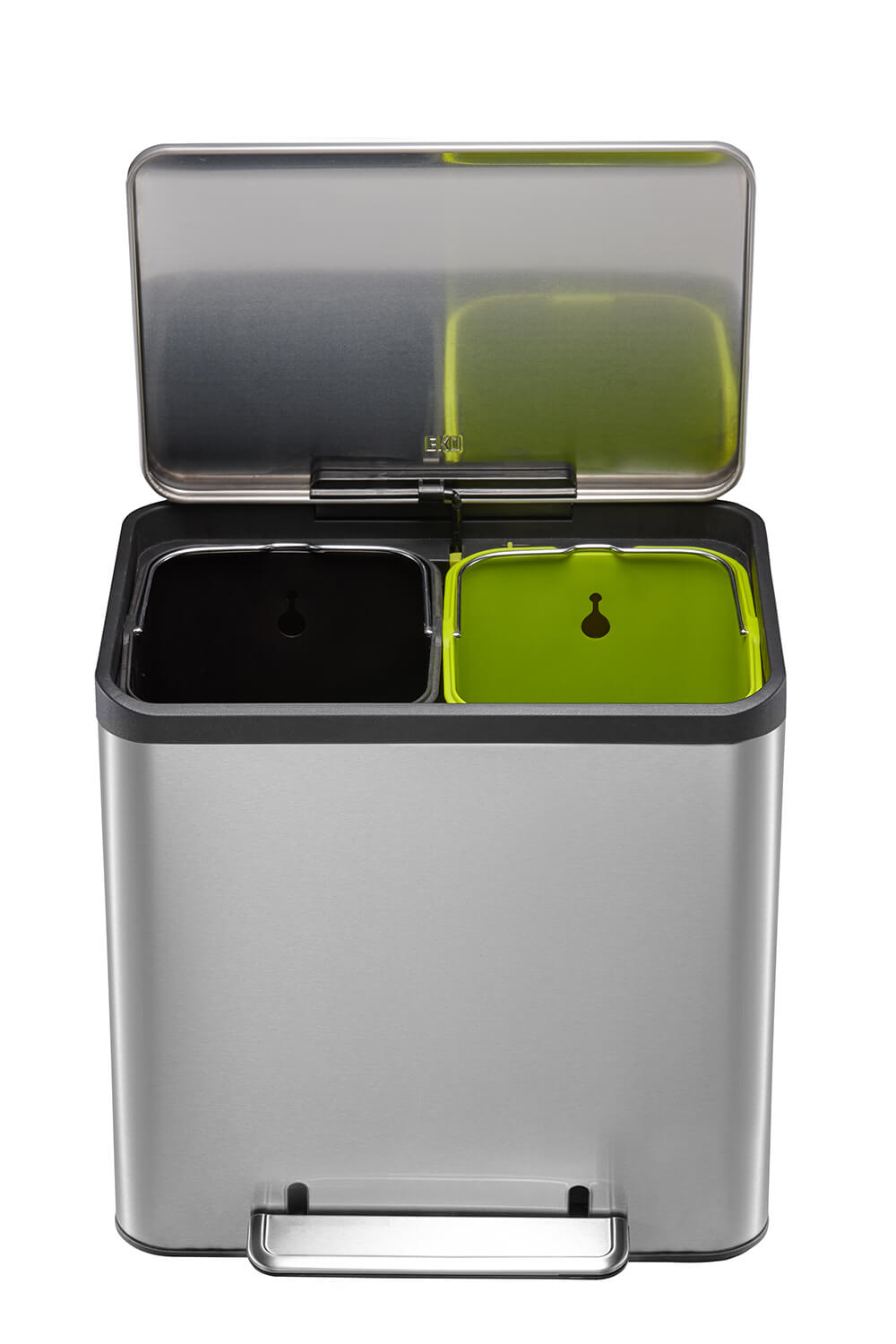 EcoCasa Thùng rác phân loại đạp chân 12+12L Inox mờ