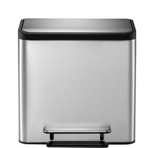 EcoCasa Thùng rác phân loại đạp chân 12+12L Inox mờ