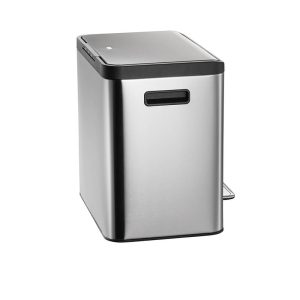 EcoCasa Thùng rác phân loại đạp chân 12+12L Inox mờ