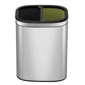 OLI-Cube Thùng rác phân loại nắp mở 10+10L Inox mờ