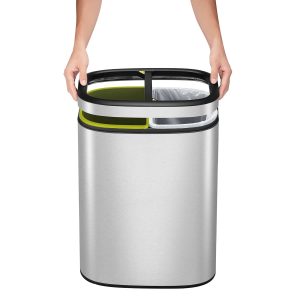 OLI-Cube Thùng rác phân loại nắp mở 10+10L Inox mờ