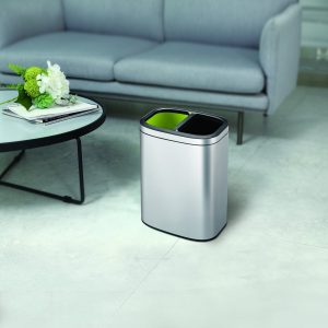 OLI-Cube Thùng rác phân loại nắp mở 10+10L Inox mờ