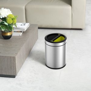 Round Thùng rác phân loại nắp mở 5+5L Inox mờ
