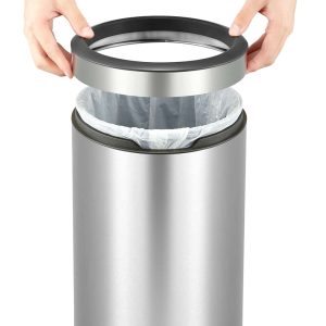 Round Thùng rác nắp mở 12L Inox mờ