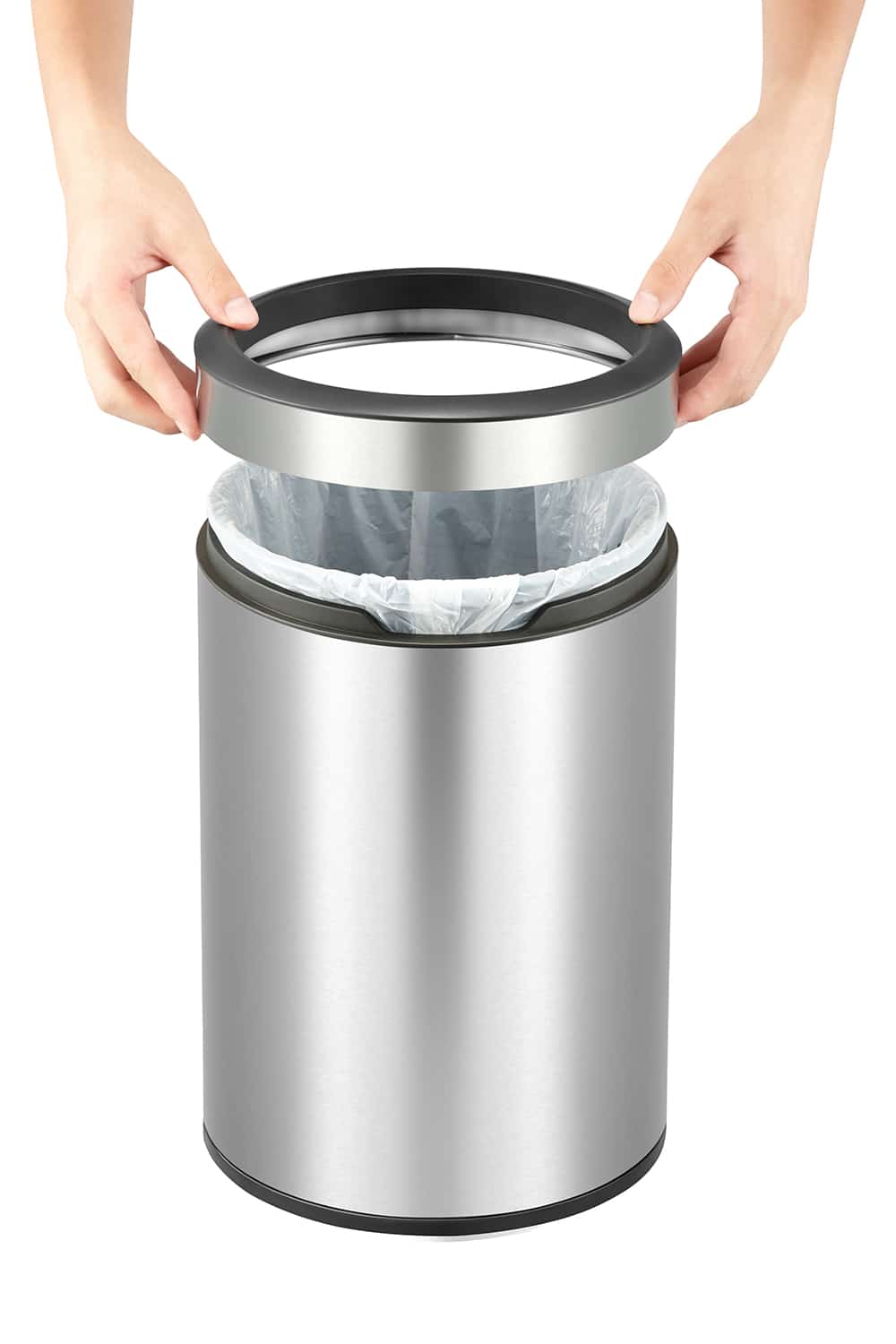 Round Thùng rác nắp mở 12L Inox mờ