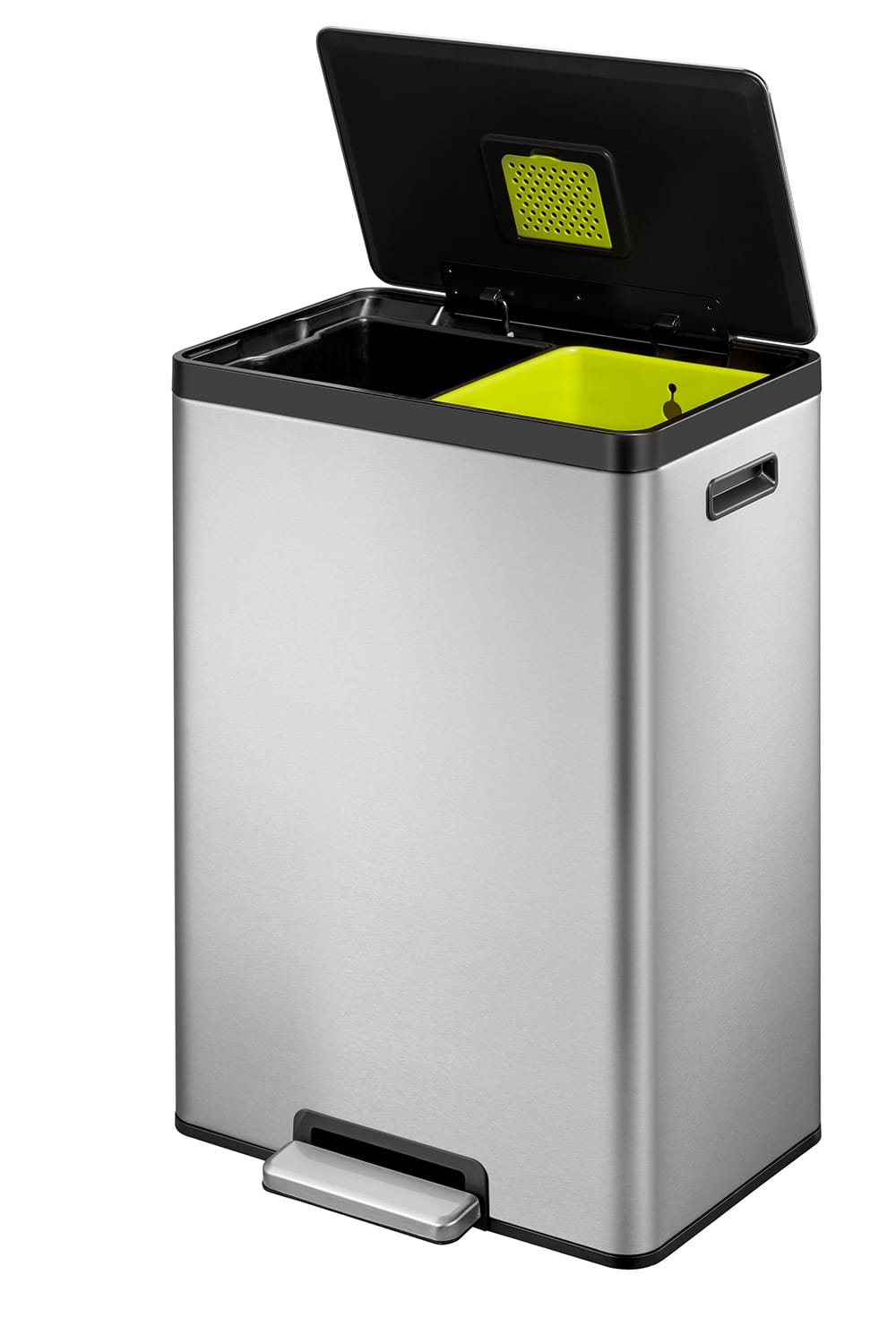 EcoCasa II Thùng rác phân loại đạp chân 20+20L Inox mờ
