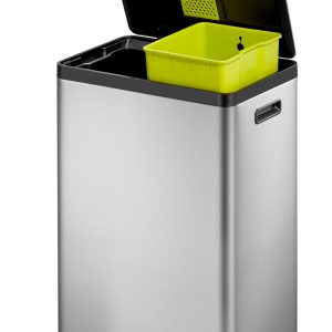 EcoCasa II Thùng rác phân loại đạp chân 20+20L Inox mờ