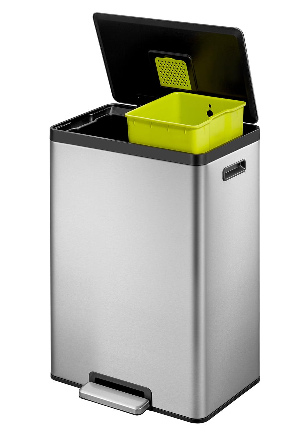 EcoCasa II Thùng rác phân loại đạp chân 20+20L Inox mờ