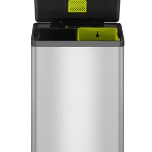 EcoCasa II Thùng rác phân loại đạp chân 20+20L Inox mờ