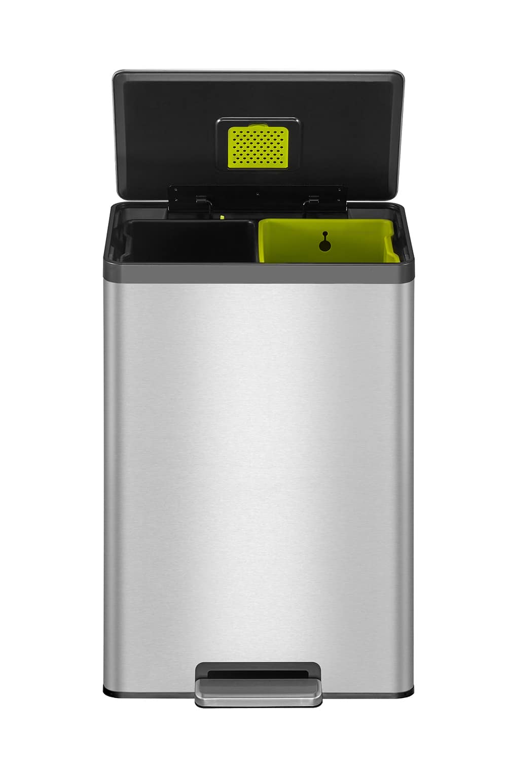 EcoCasa II Thùng rác phân loại đạp chân 20+20L Inox mờ