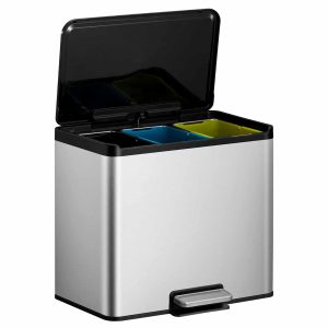 Essential Thùng rác phân loại đạp chân 9+9+9L Inox mờ