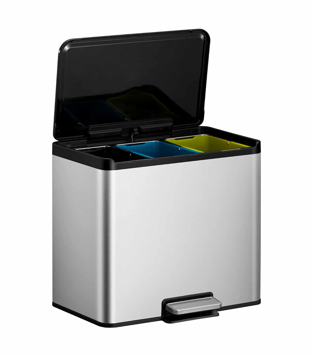 Essential Thùng rác phân loại đạp chân 9+9+9L Inox mờ