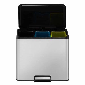 Essential Thùng rác phân loại đạp chân 9+9+9L Inox mờ