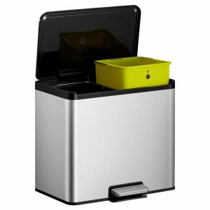 Essential Thùng rác phân loại đạp chân 15+15L Inox mờ