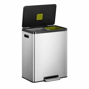 EcoCasa II Thùng rác phân loại đạp chân 36+24L Inox mờ