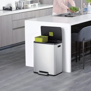 EcoCasa II Thùng rác phân loại đạp chân 36+24L Inox mờ