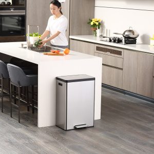EcoCasa II Thùng rác đạp chân 45L Inox mờ
