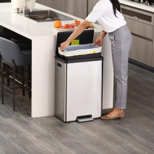 EcoCasa II Thùng rác đạp chân 45L Inox mờ