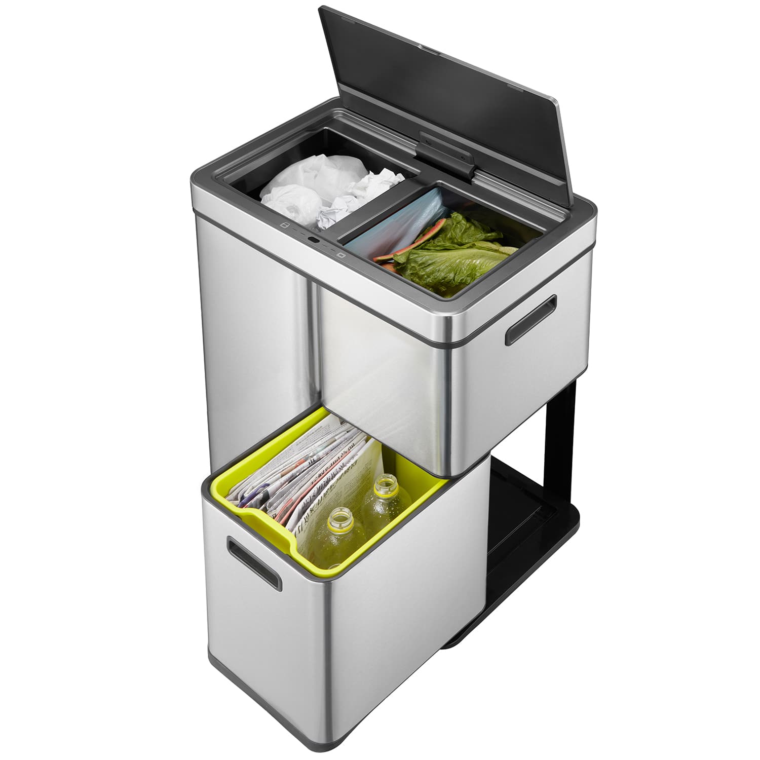 Mirage Plus Thùng rác phân loại cảm biến 30+15+15L Inox mờ