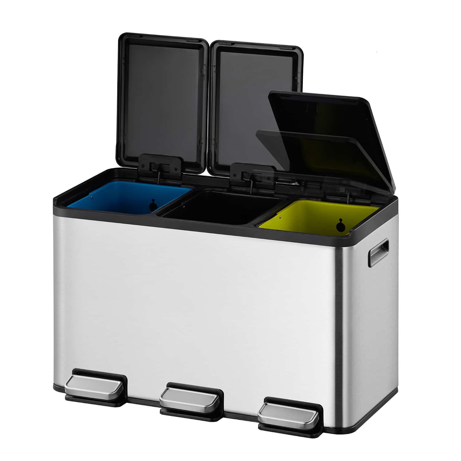Essential Splitted Thùng rác phân loại đạp chân 10+10+10L Inox mờ