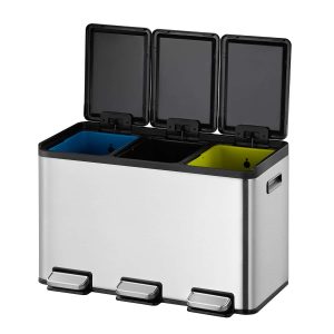 Essential Splitted Thùng rác phân loại đạp chân 10+10+10L Inox mờ