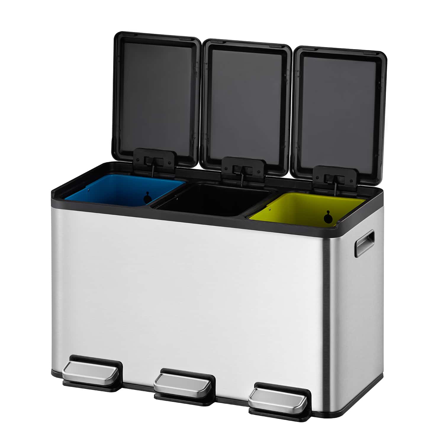 Essential Splitted Thùng rác phân loại đạp chân 10+10+10L Inox mờ