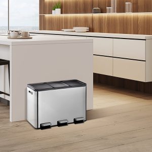 Essential Splitted Thùng rác phân loại đạp chân 10+10+10L Inox mờ