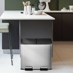 Essential Splitted Thùng rác phân loại đạp chân 15+15L Inox mờ