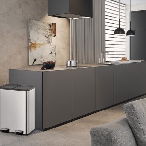 Essential Splitted Thùng rác phân loại đạp chân 20+20L Inox mờ