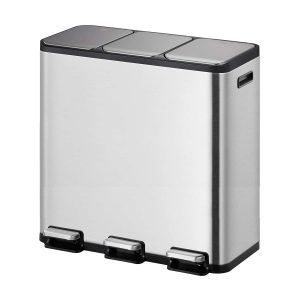 EcoCasa Splitted Thùng rác phân loại đạp chân 15+15+15L Inox mờ