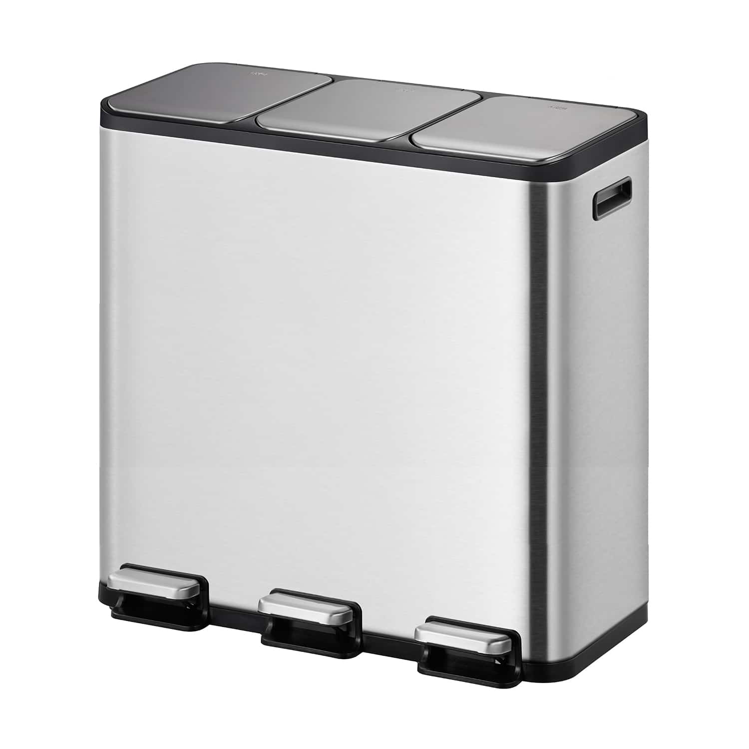 EcoCasa Splitted Thùng rác phân loại đạp chân 15+15+15L Inox mờ