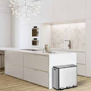EcoCasa Splitted Thùng rác phân loại đạp chân 15+15+15L Inox mờ