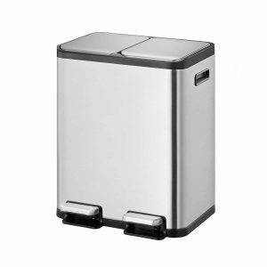 EcoCasa Splitted Thùng rác phân loại đạp chân 30+30L Inox mờ