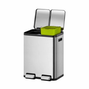 EcoCasa Splitted Thùng rác phân loại đạp chân 30+30L Inox mờ