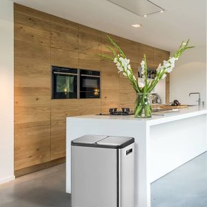 EcoCasa Splitted Thùng rác phân loại đạp chân 30+30L Inox mờ