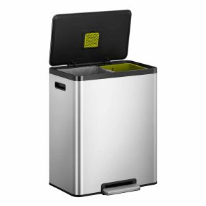 EcoCasa II Thùng rác phân loại đạp chân 30+30L Inox mờ