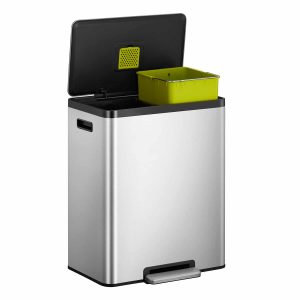 EcoCasa II Thùng rác phân loại đạp chân 30+30L Inox mờ