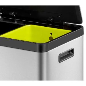 EcoCasa II Thùng rác phân loại đạp chân 30+30L Inox mờ