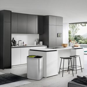 OLI-Cube Thùng rác phân loại nắp mở 20+20L Inox mờ