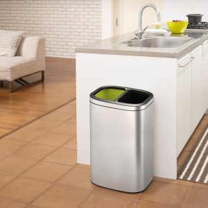 OLI-Cube Thùng rác phân loại nắp mở 20+20L Inox mờ