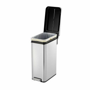 Ecofly Thùng rác đạp chân 45L Inox mờ with plastic lid