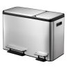 EcoCasa Thùng rác phân loại đạp chân 24+12L Inox mờ